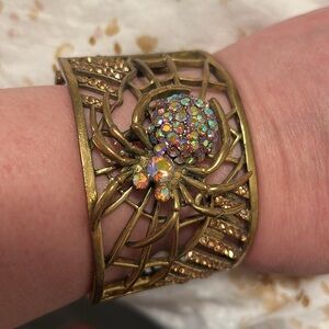 Goldtone Spider Web Cuff Bracelet